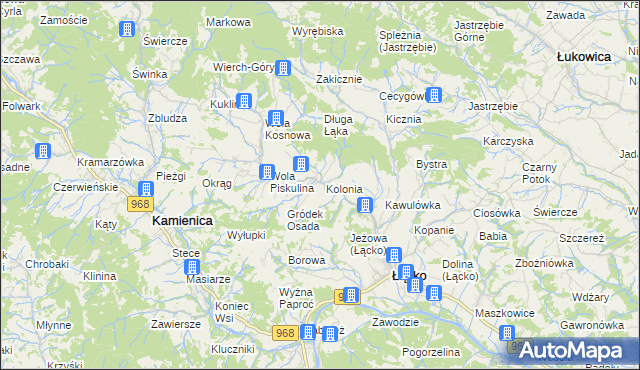 mapa Zagorzyn gmina Łącko, Zagorzyn gmina Łącko na mapie Targeo