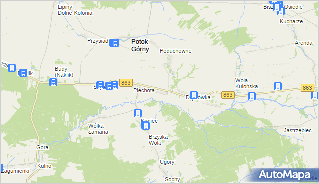 mapa Zagródki gmina Potok Górny, Zagródki gmina Potok Górny na mapie Targeo