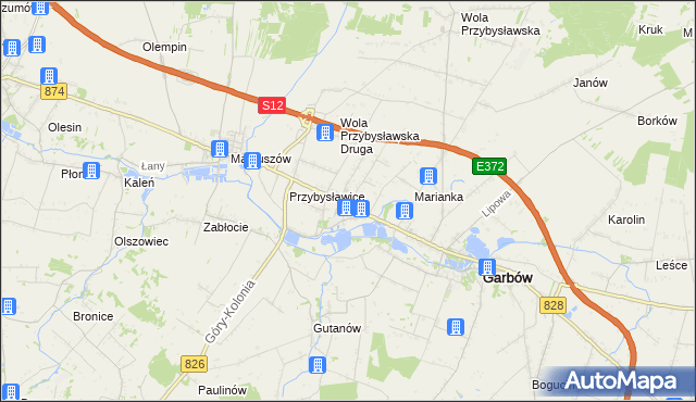 mapa Zagrody gmina Garbów, Zagrody gmina Garbów na mapie Targeo