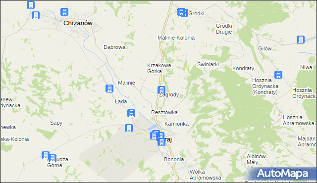 mapa Zagrody gmina Goraj, Zagrody gmina Goraj na mapie Targeo