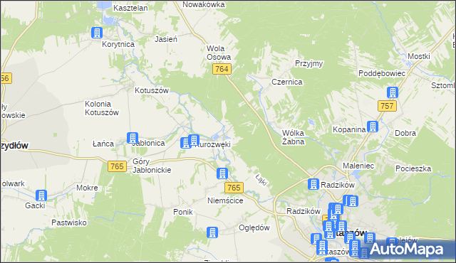 mapa Zagrody gmina Staszów, Zagrody gmina Staszów na mapie Targeo