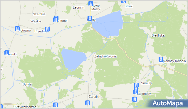 mapa Zahajki-Kolonia, Zahajki-Kolonia na mapie Targeo