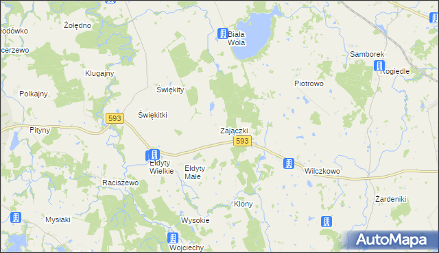 mapa Zajączki gmina Lubomino, Zajączki gmina Lubomino na mapie Targeo