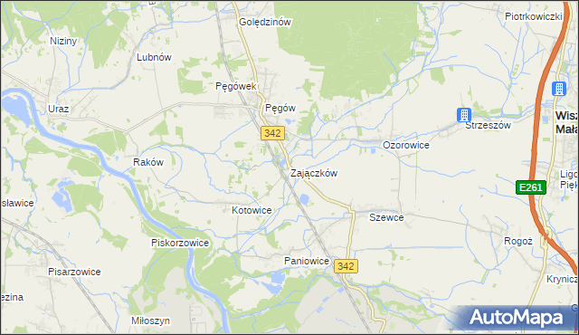 mapa Zajączków gmina Oborniki Śląskie, Zajączków gmina Oborniki Śląskie na mapie Targeo