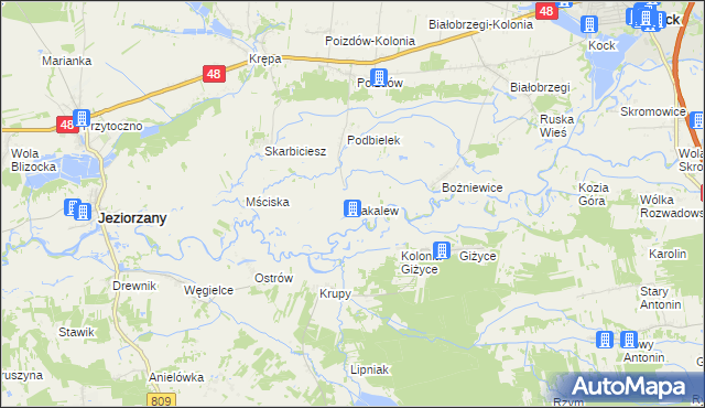 mapa Zakalew, Zakalew na mapie Targeo