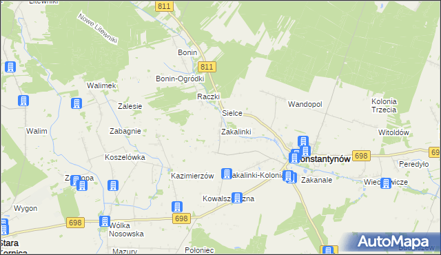 mapa Zakalinki, Zakalinki na mapie Targeo