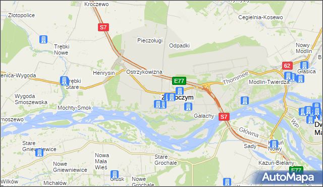 mapa Zakroczym, Zakroczym na mapie Targeo