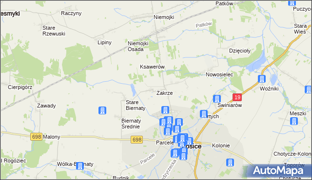 mapa Zakrze gmina Łosice, Zakrze gmina Łosice na mapie Targeo