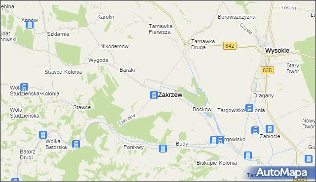 mapa Zakrzew powiat lubelski, Zakrzew powiat lubelski na mapie Targeo