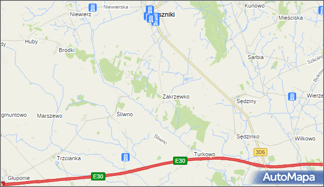 mapa Zakrzewko gmina Duszniki, Zakrzewko gmina Duszniki na mapie Targeo