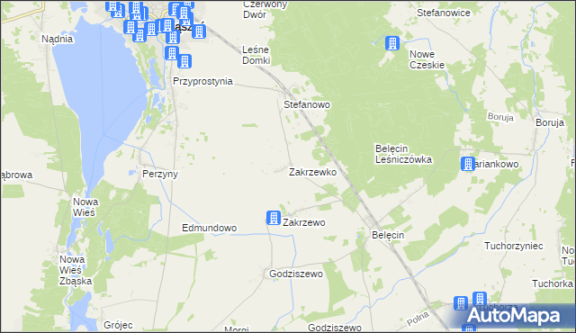 mapa Zakrzewko gmina Zbąszyń, Zakrzewko gmina Zbąszyń na mapie Targeo