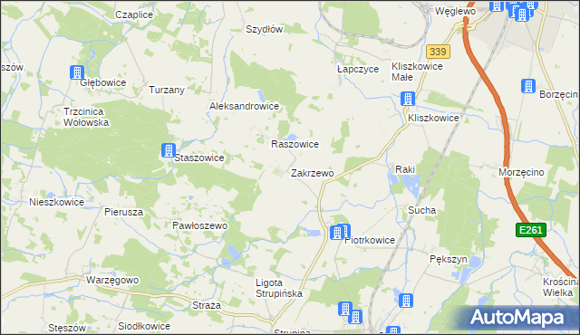 mapa Zakrzewo gmina Prusice, Zakrzewo gmina Prusice na mapie Targeo