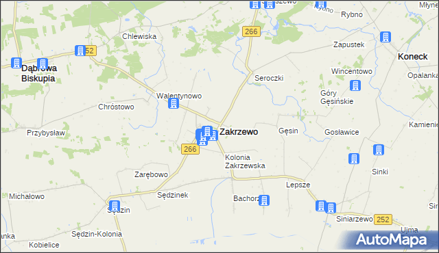 mapa Zakrzewo powiat aleksandrowski, Zakrzewo powiat aleksandrowski na mapie Targeo