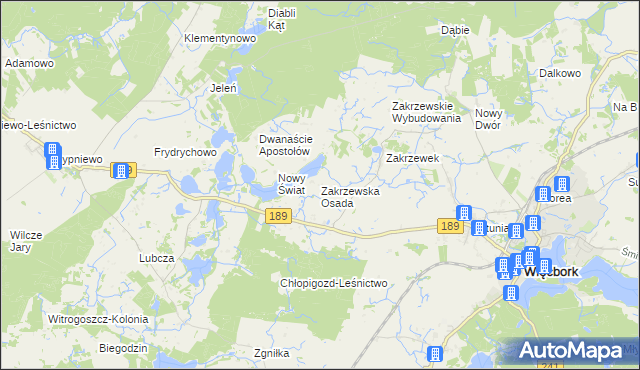 mapa Zakrzewska Osada, Zakrzewska Osada na mapie Targeo