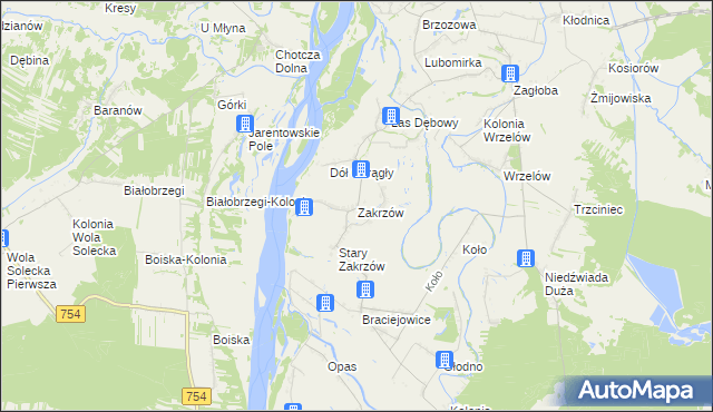 mapa Zakrzów gmina Łaziska, Zakrzów gmina Łaziska na mapie Targeo