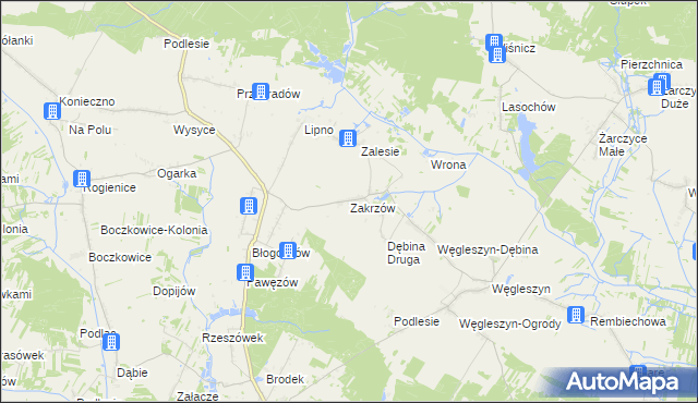 mapa Zakrzów gmina Oksa, Zakrzów gmina Oksa na mapie Targeo