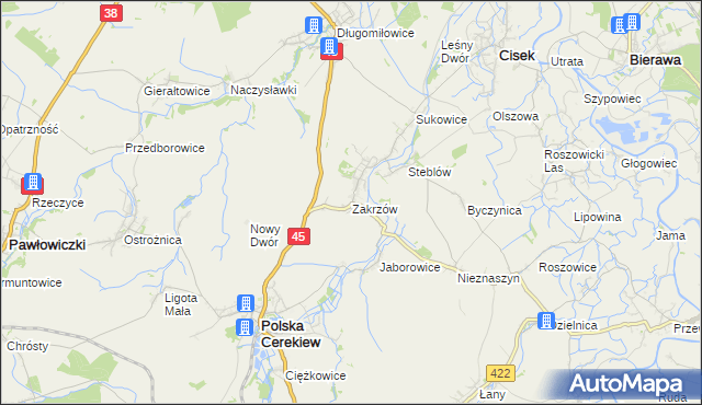 mapa Zakrzów gmina Polska Cerekiew, Zakrzów gmina Polska Cerekiew na mapie Targeo
