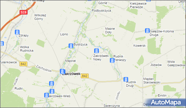 mapa Zakrzówek Nowy, Zakrzówek Nowy na mapie Targeo