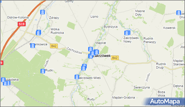 mapa Zakrzówek powiat kraśnicki, Zakrzówek powiat kraśnicki na mapie Targeo