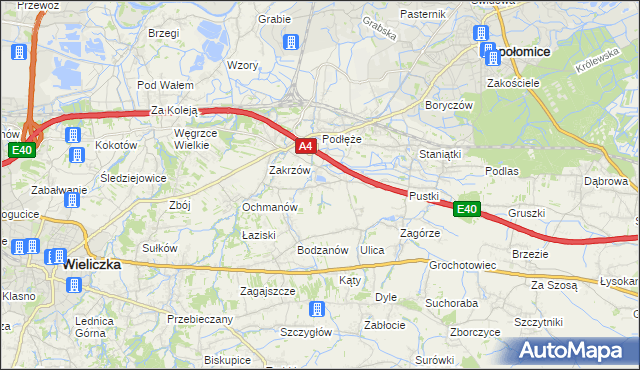 mapa Zakrzowiec, Zakrzowiec na mapie Targeo