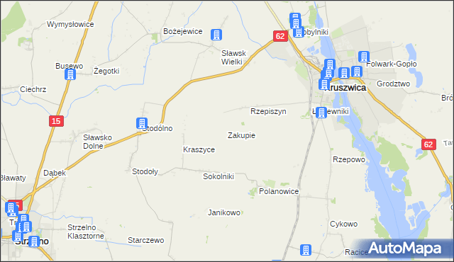 mapa Zakupie, Zakupie na mapie Targeo