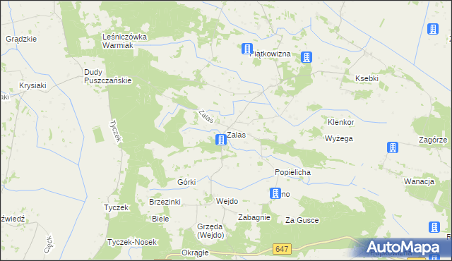 mapa Zalas gmina Łyse, Zalas gmina Łyse na mapie Targeo