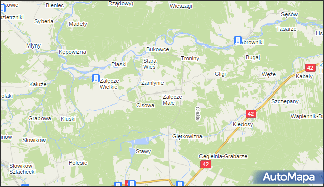 mapa Załęcze Małe, Załęcze Małe na mapie Targeo