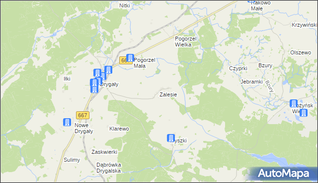 mapa Zalesie gmina Biała Piska, Zalesie gmina Biała Piska na mapie Targeo