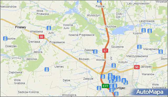 mapa Zalesie gmina Grójec, Zalesie gmina Grójec na mapie Targeo