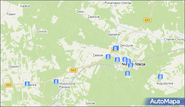 mapa Zalesie gmina Nurzec-Stacja, Zalesie gmina Nurzec-Stacja na mapie Targeo