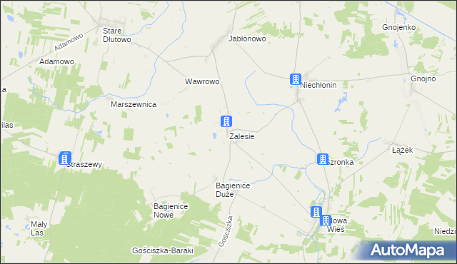 mapa Zalesie gmina Płośnica, Zalesie gmina Płośnica na mapie Targeo