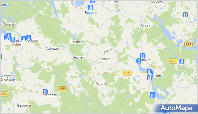 mapa Zalesie gmina Świętajno, Zalesie gmina Świętajno na mapie Targeo