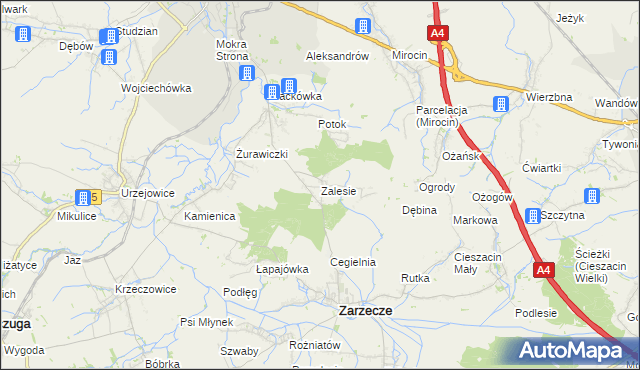 mapa Zalesie gmina Zarzecze, Zalesie gmina Zarzecze na mapie Targeo