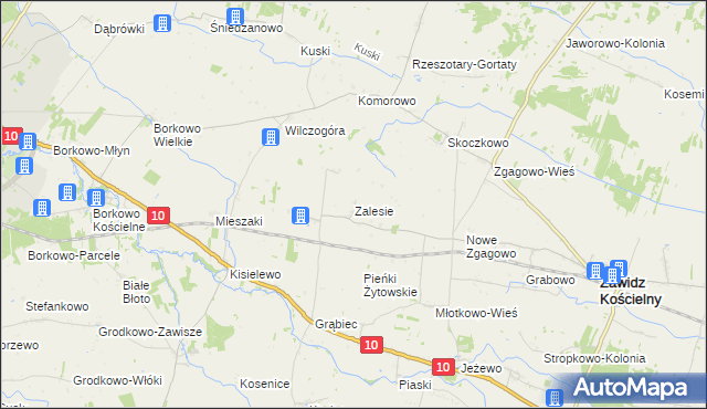 mapa Zalesie gmina Zawidz, Zalesie gmina Zawidz na mapie Targeo