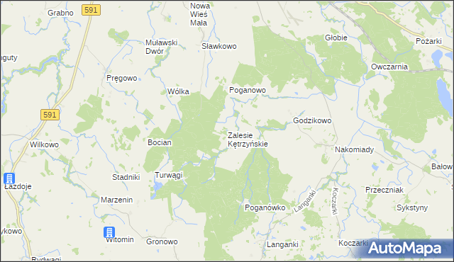 mapa Zalesie Kętrzyńskie, Zalesie Kętrzyńskie na mapie Targeo