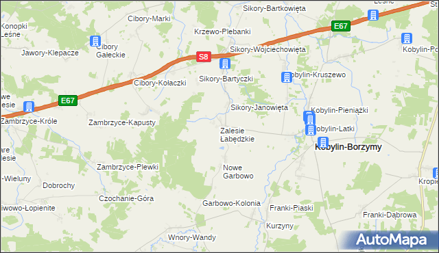 mapa Zalesie Łabędzkie, Zalesie Łabędzkie na mapie Targeo