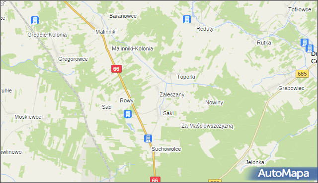 mapa Zaleszany gmina Kleszczele, Zaleszany gmina Kleszczele na mapie Targeo