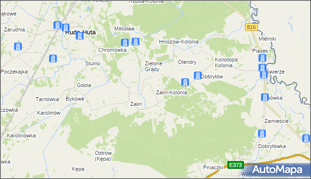 mapa Żalin-Kolonia, Żalin-Kolonia na mapie Targeo