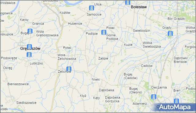 mapa Zalipie gmina Olesno, Zalipie gmina Olesno na mapie Targeo