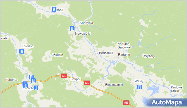 mapa Załuki gmina Gródek, Załuki gmina Gródek na mapie Targeo