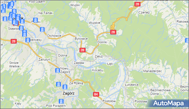 mapa Załuż, Załuż na mapie Targeo
