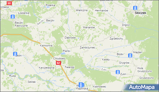 mapa Zambrzyniec, Zambrzyniec na mapie Targeo