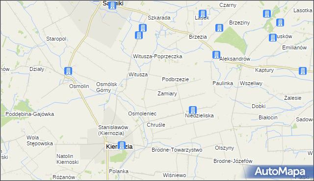 mapa Zamiary, Zamiary na mapie Targeo