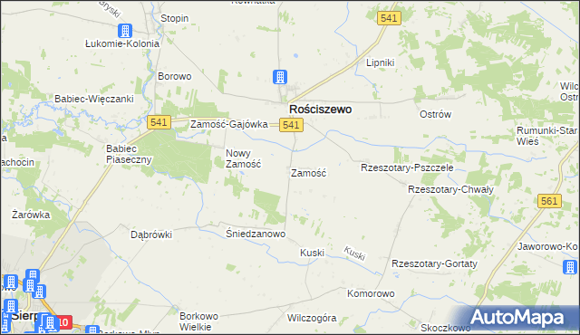 mapa Zamość gmina Rościszewo, Zamość gmina Rościszewo na mapie Targeo