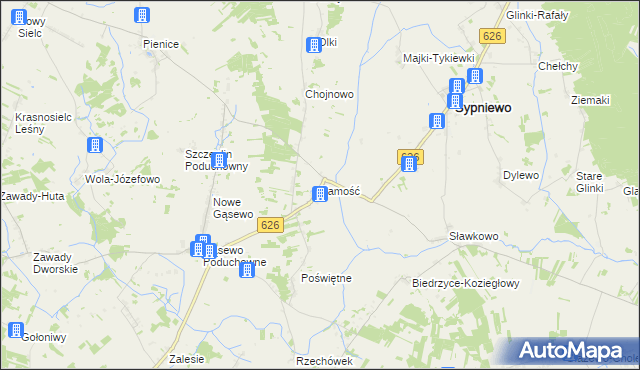 mapa Zamość gmina Sypniewo, Zamość gmina Sypniewo na mapie Targeo