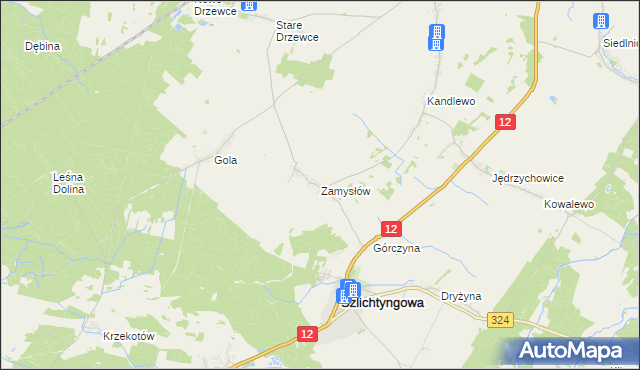 mapa Zamysłów, Zamysłów na mapie Targeo