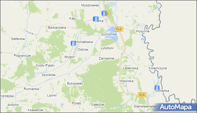 mapa Zanowinie, Zanowinie na mapie Targeo