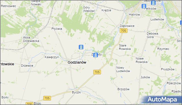 mapa Zapady gmina Godzianów, Zapady gmina Godzianów na mapie Targeo