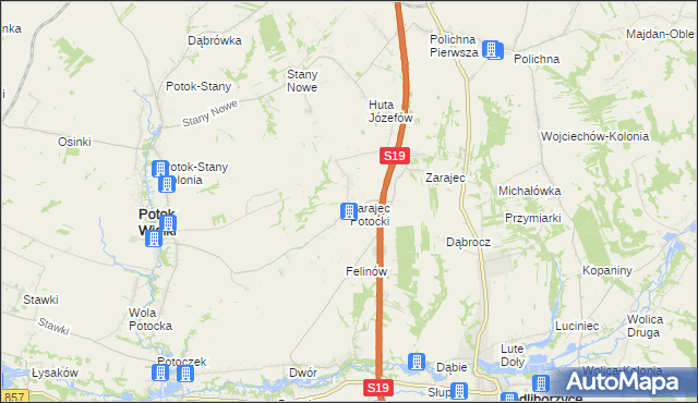 mapa Zarajec Potocki, Zarajec Potocki na mapie Targeo