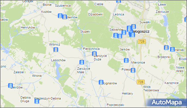 mapa Żarczyce Duże, Żarczyce Duże na mapie Targeo